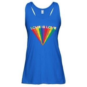 Lgbtq Pride Love Is Love Rainbow Stripe Gay Teen Adult Gift Meaningful Gift Ladies Essential Flowy Tank