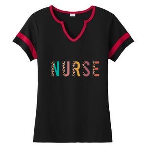 Leopard Print Letters Home Health Nurse Rn Nursing S Gift Ladies Halftime Notch Neck Tee