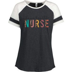 Leopard Print Letters Home Health Nurse Rn Nursing S Gift Enza Ladies Jersey Colorblock Tee