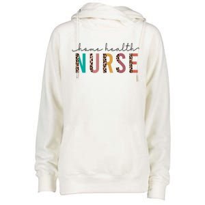 Leopard Print Letters Home Health Nurse Rn Nursing S Gift Womens Funnel Neck Pullover Hood