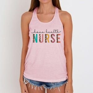 Leopard Print Letters Home Health Nurse Rn Nursing S Gift Women's Knotted Racerback Tank