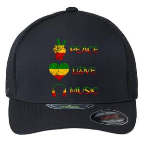 Love Peace Music Rasta Reggae Rastafari Roots Reggae Pride Flexfit Unipanel Trucker Cap