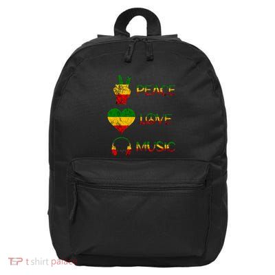 Love Peace Music Rasta Reggae Rastafari Roots Reggae Pride 16 in Basic Backpack