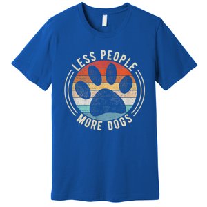 Less People More Dogs Funny Humorous Dog Lovers Premium T-Shirt