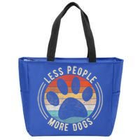 Less People More Dogs Funny Humorous Dog Lovers Zip Tote Bag