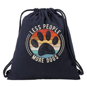 Less People More Dogs Funny Humorous Dog Lovers Drawstring Bag