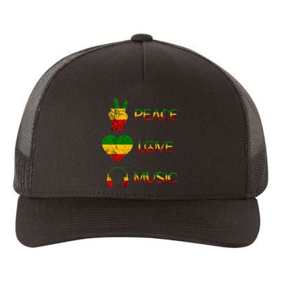 Love Peace Music Rasta Reggae Rastafari Roots Reggae Pride Yupoong Adult 5-Panel Trucker Hat