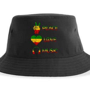 Love Peace Music Rasta Reggae Rastafari Roots Reggae Pride Sustainable Bucket Hat