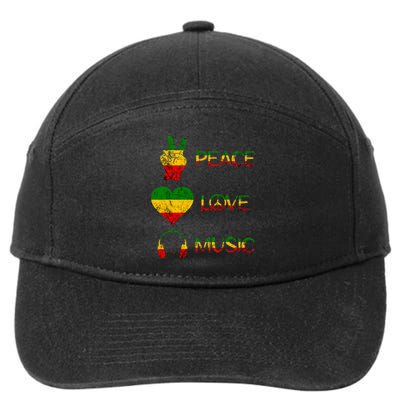 Love Peace Music Rasta Reggae Rastafari Roots Reggae Pride 7-Panel Snapback Hat