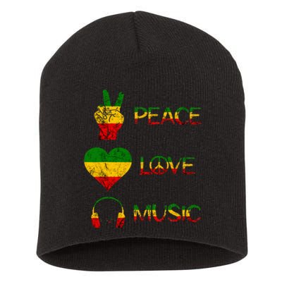 Love Peace Music Rasta Reggae Rastafari Roots Reggae Pride Short Acrylic Beanie