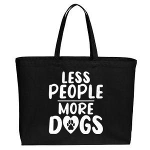 Less People More Dogs Funny Humorous Dog Lovers Cotton Canvas Jumbo Tote