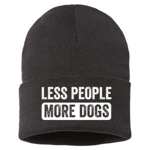 Less People More Dogs Funny Humorous Dog Lovers Sustainable Knit Beanie