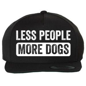 Less People More Dogs Funny Humorous Dog Lovers Wool Snapback Cap