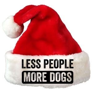 Less People More Dogs Funny Humorous Dog Lovers Premium Christmas Santa Hat