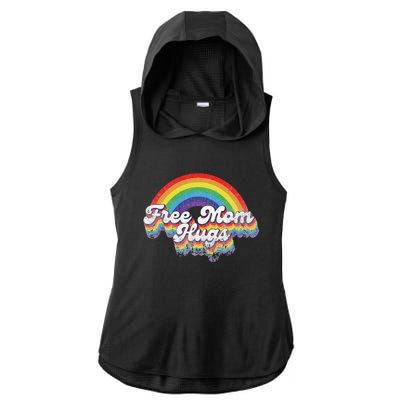 LGBT Pride Month Free Mom Hugs Rainbow Heart LGBT Flag Ladies PosiCharge Tri-Blend Wicking Draft Hoodie Tank