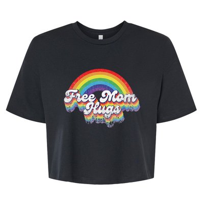 LGBT Pride Month Free Mom Hugs Rainbow Heart LGBT Flag Bella+Canvas Jersey Crop Tee