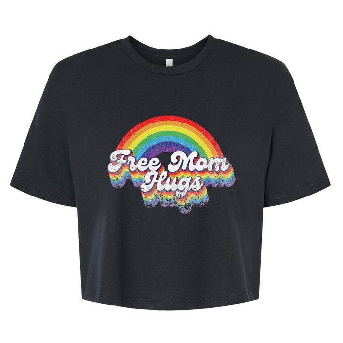 LGBT Pride Month Free Mom Hugs Rainbow Heart LGBT Flag Bella+Canvas Jersey Crop Tee