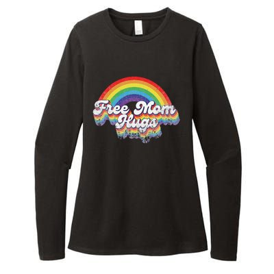 LGBT Pride Month Free Mom Hugs Rainbow Heart LGBT Flag Womens CVC Long Sleeve Shirt