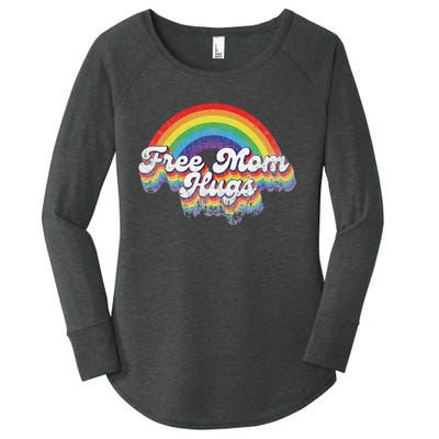 LGBT Pride Month Free Mom Hugs Rainbow Heart LGBT Flag Women's Perfect Tri Tunic Long Sleeve Shirt