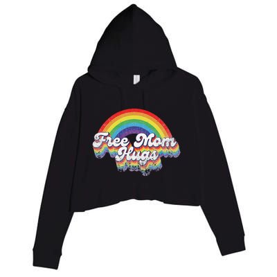 LGBT Pride Month Free Mom Hugs Rainbow Heart LGBT Flag Crop Fleece Hoodie