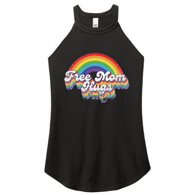 LGBT Pride Month Free Mom Hugs Rainbow Heart LGBT Flag Women's Perfect Tri Rocker Tank