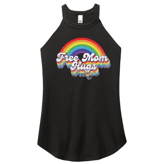 LGBT Pride Month Free Mom Hugs Rainbow Heart LGBT Flag Women's Perfect Tri Rocker Tank