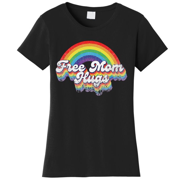 LGBT Pride Month Free Mom Hugs Rainbow Heart LGBT Flag Women's T-Shirt