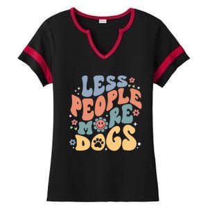 Less People More Dogs Ladies Halftime Notch Neck Tee