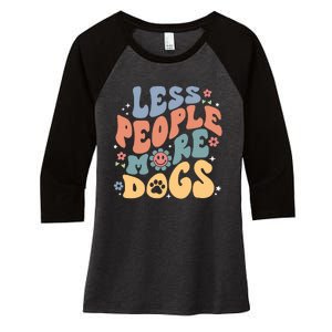 Less People More Dogs Women's Tri-Blend 3/4-Sleeve Raglan Shirt