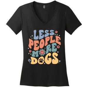 Less People More Dogs Women's V-Neck T-Shirt