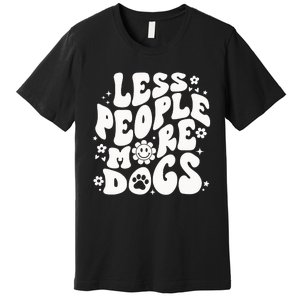 Less People More Dogs Black Premium T-Shirt