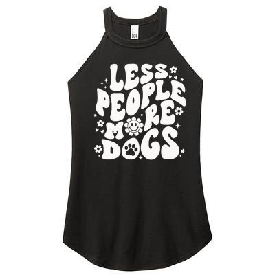 Less People More Dogs Black Women’s Perfect Tri Rocker Tank