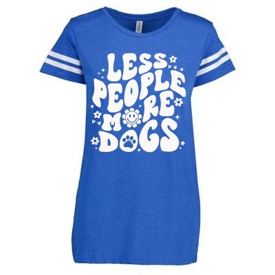 Less People More Dogs Black Enza Ladies Jersey Football T-Shirt