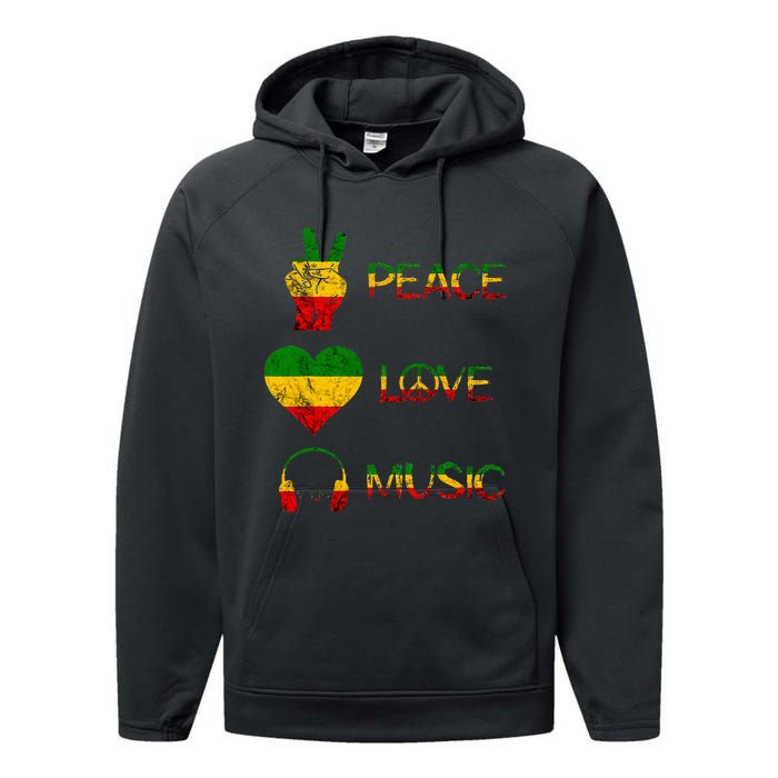 Love Peace Music Rasta Reggae Rastafari Roots Reggae Pride Performance Fleece Hoodie