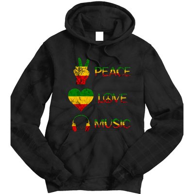 Love Peace Music Rasta Reggae Rastafari Roots Reggae Pride Tie Dye Hoodie