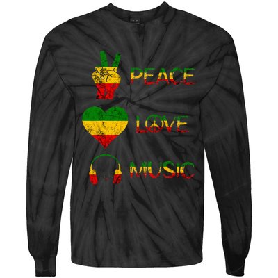 Love Peace Music Rasta Reggae Rastafari Roots Reggae Pride Tie-Dye Long Sleeve Shirt