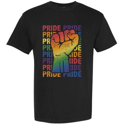 LGBT Pride Month Support With Rainbow Flag Fist Garment-Dyed Heavyweight T-Shirt