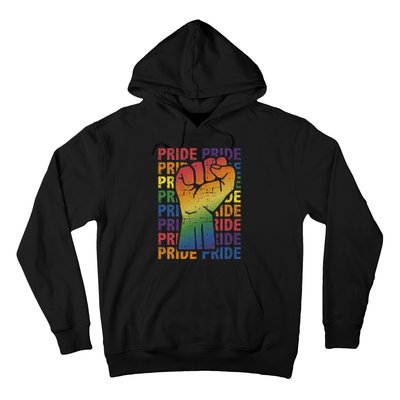 LGBT Pride Month Support With Rainbow Flag Fist Hoodie