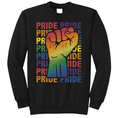 LGBT Pride Month Support With Rainbow Flag Fist Sweatshirt