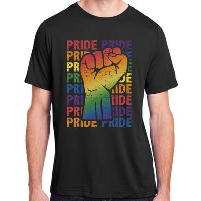 LGBT Pride Month Support With Rainbow Flag Fist Adult ChromaSoft Performance T-Shirt