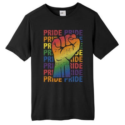 LGBT Pride Month Support With Rainbow Flag Fist Tall Fusion ChromaSoft Performance T-Shirt