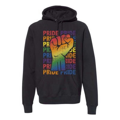 LGBT Pride Month Support With Rainbow Flag Fist Premium Hoodie