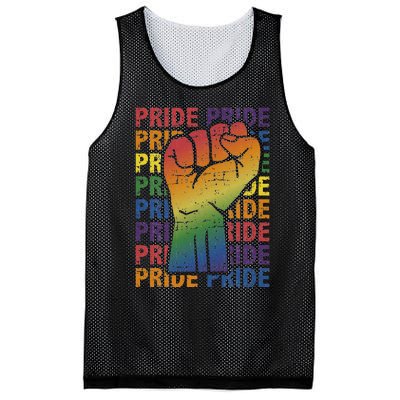 LGBT Pride Month Support With Rainbow Flag Fist Mesh Reversible Basketball Jersey Tank