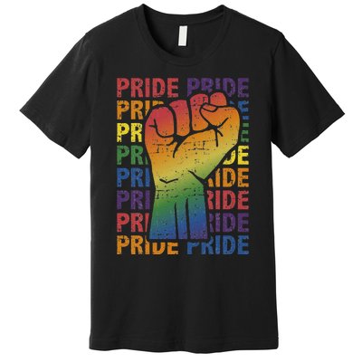 LGBT Pride Month Support With Rainbow Flag Fist Premium T-Shirt