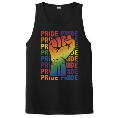 LGBT Pride Month Support With Rainbow Flag Fist PosiCharge Competitor Tank