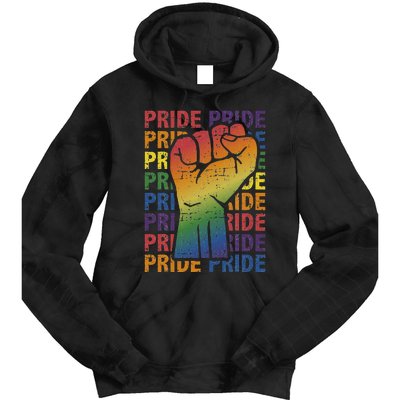 LGBT Pride Month Support With Rainbow Flag Fist Tie Dye Hoodie