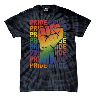 LGBT Pride Month Support With Rainbow Flag Fist Tie-Dye T-Shirt