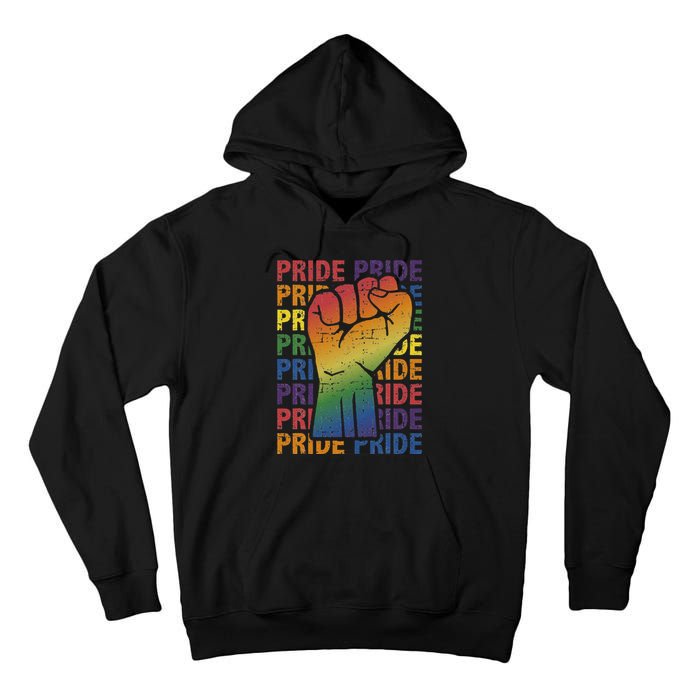 LGBT Pride Month Support With Rainbow Flag Fist Tall Hoodie