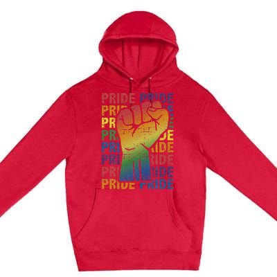 LGBT Pride Month Support With Rainbow Flag Fist Premium Pullover Hoodie