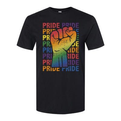 LGBT Pride Month Support With Rainbow Flag Fist Softstyle CVC T-Shirt